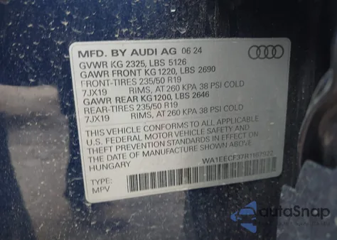 2024 Audi Q3 Premium Plus 45 Tfsi S Line Quattro Tiptronic z USA, uszkodzony, nr VIN WA1EECF37R1167922